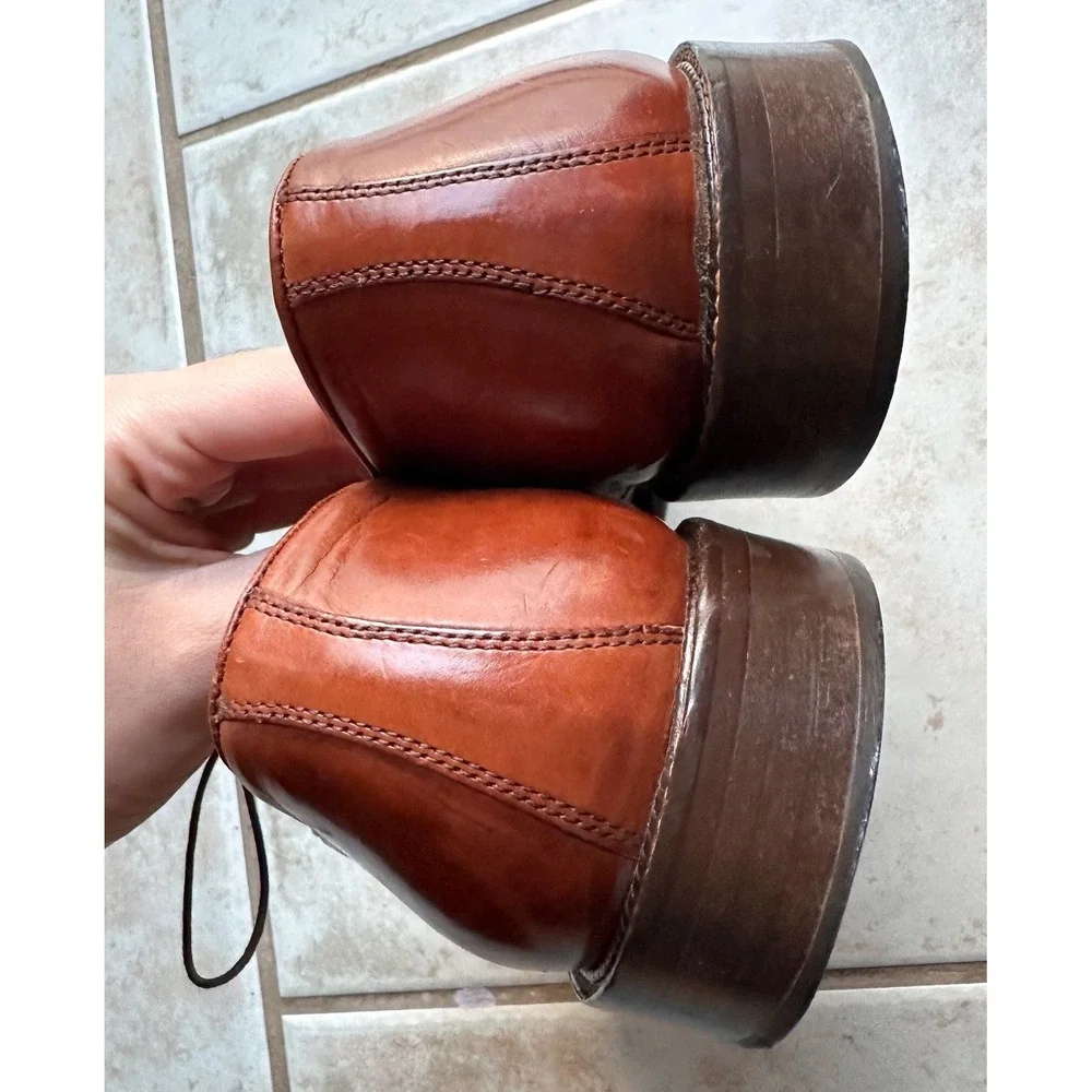 Vito Rufolo Cognac Brown Oxfords‎ Leather Loafers Shoes Made in Italy Mens 10.5